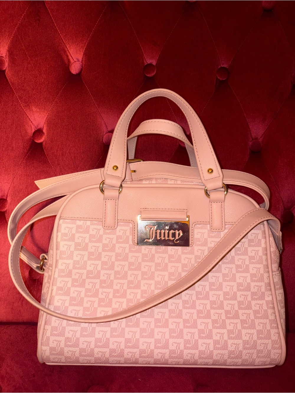 Juicy Couture Blush Pink Signature Jacquard Satchel